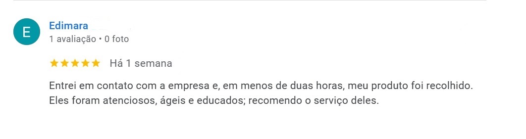 Avaliação 5 estrelas de Edimara sobre a Reversis no Google