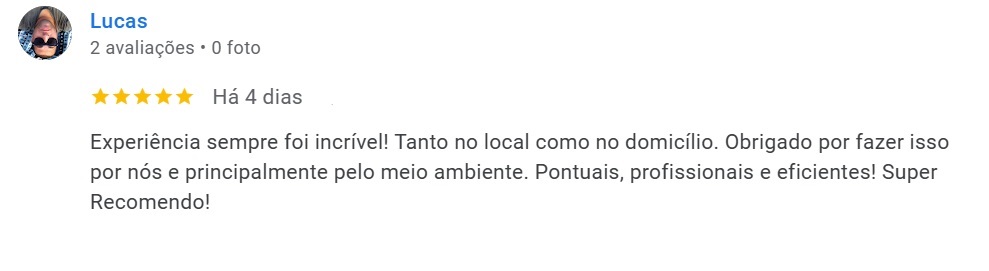 Avaliação 5 estrelas de Lucas sobre a Reversis no Google