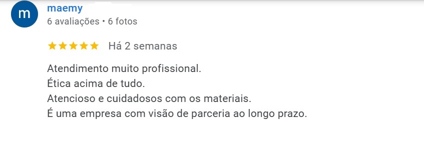 Avaliação 5 estrelas de Maemy sobre a Reversis no Google