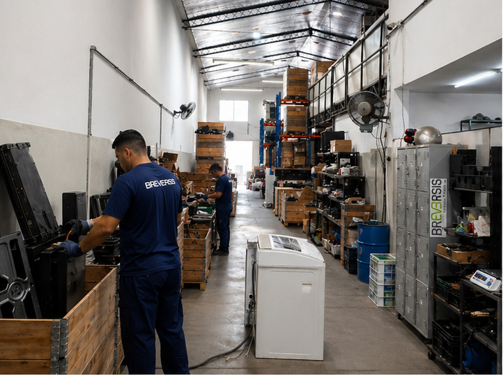 Equipe Reversis na operação de triagem de eletrônicos